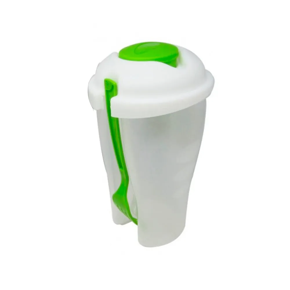 2 Salad Cup Container Serving Shaker Dressing Storage Fork Fruit Food On The Go