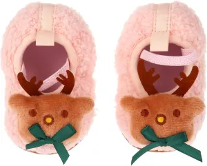 ABOOFAN 1 Pair Reindeer Baby Shoes Stay on Crib Shoes Infant Walker Sock Toddler Soft Sole Infant Slipper Infant Prewalker Shoes Crib for Baby Cotton Baby Shoes Floor Shoes Newborn Indoor Pink