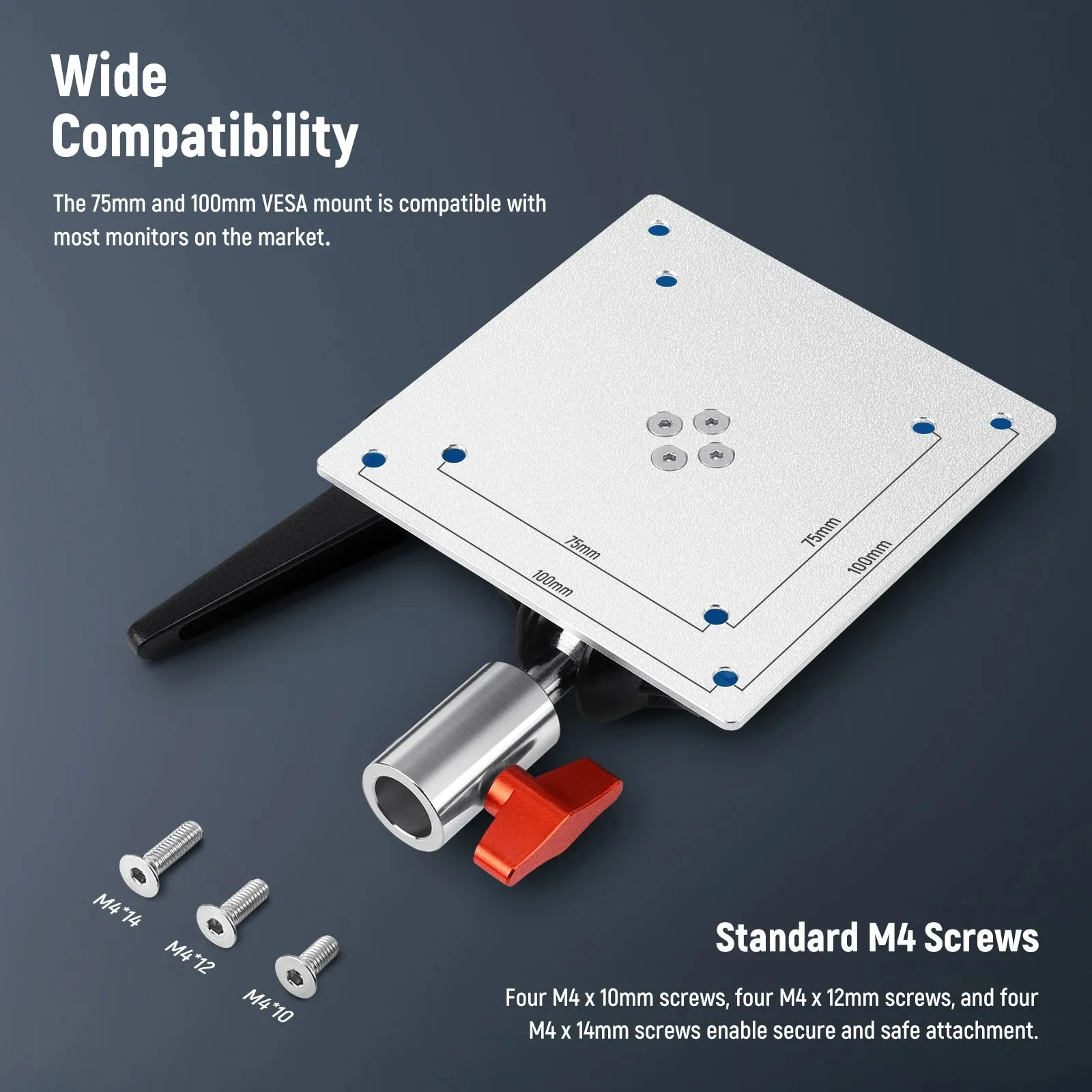 Adjustable Vesa Mount for Monitor Dual 360 Ball Joint M4 Screw 5/8 Light Stand Adapter