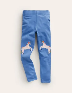 Appliqué Leggings-Bluejay Unicorn