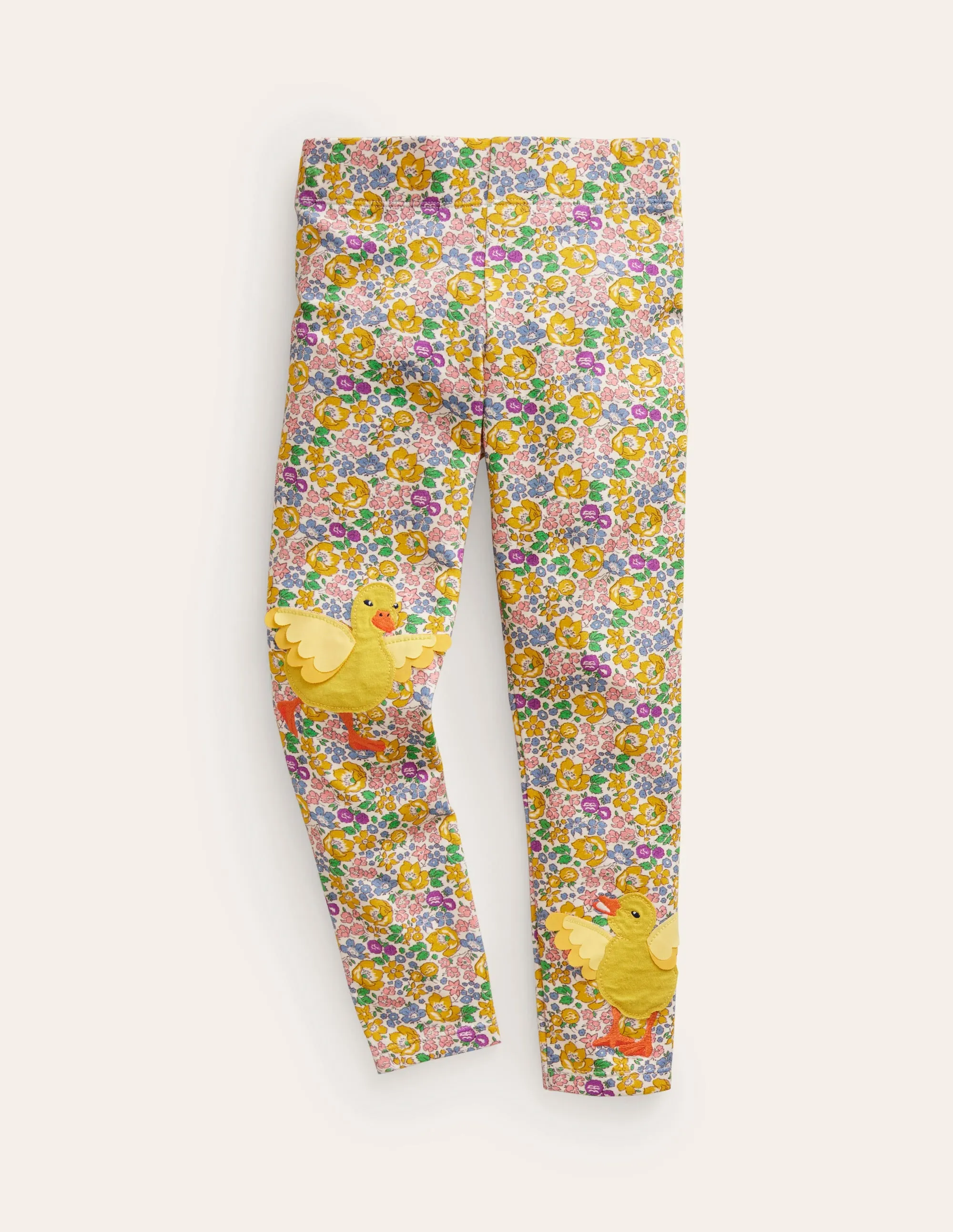 Appliqué Leggings-Yellow Spring Bloom