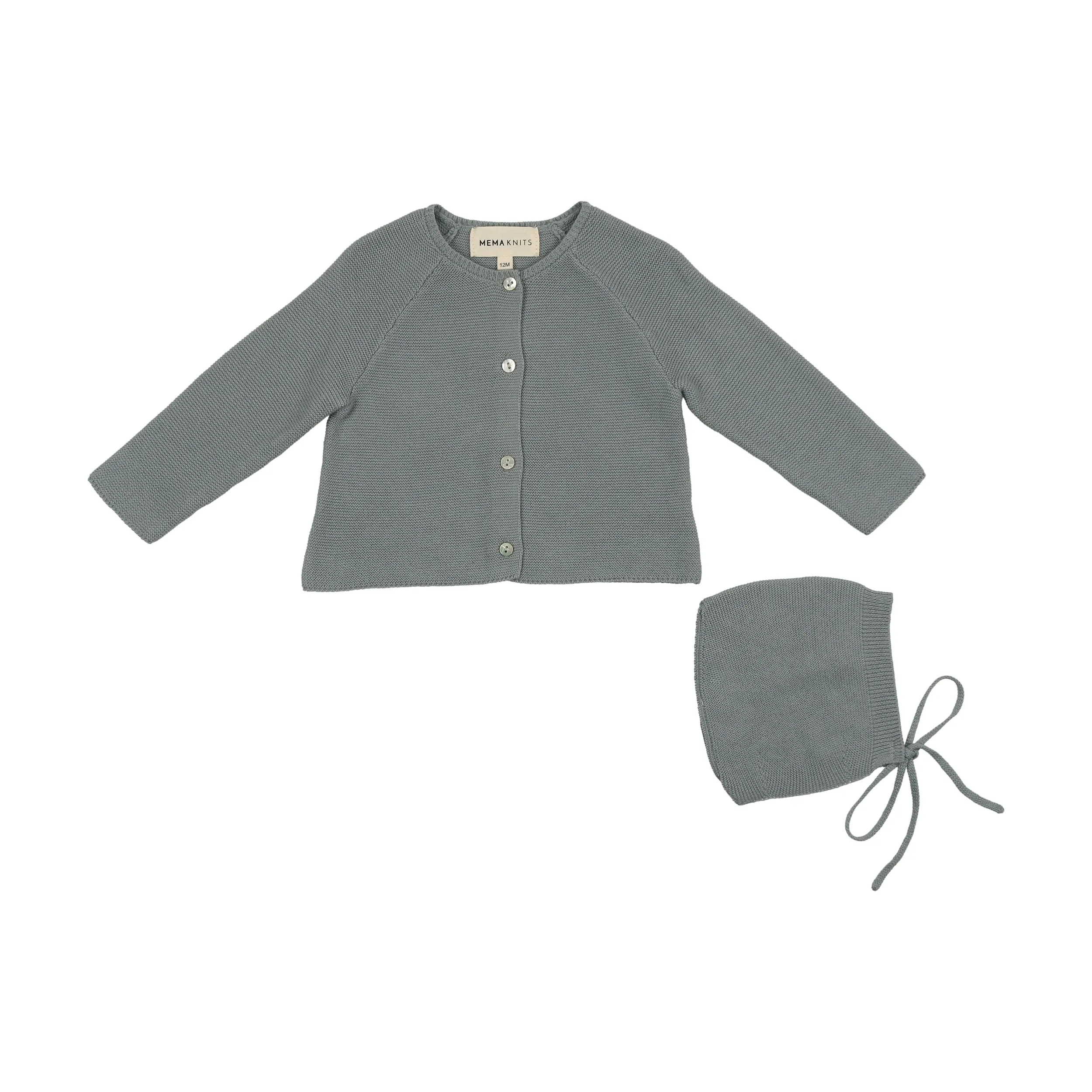 Baby Boy Cardigan   Hat | Knit | Dove | Mema