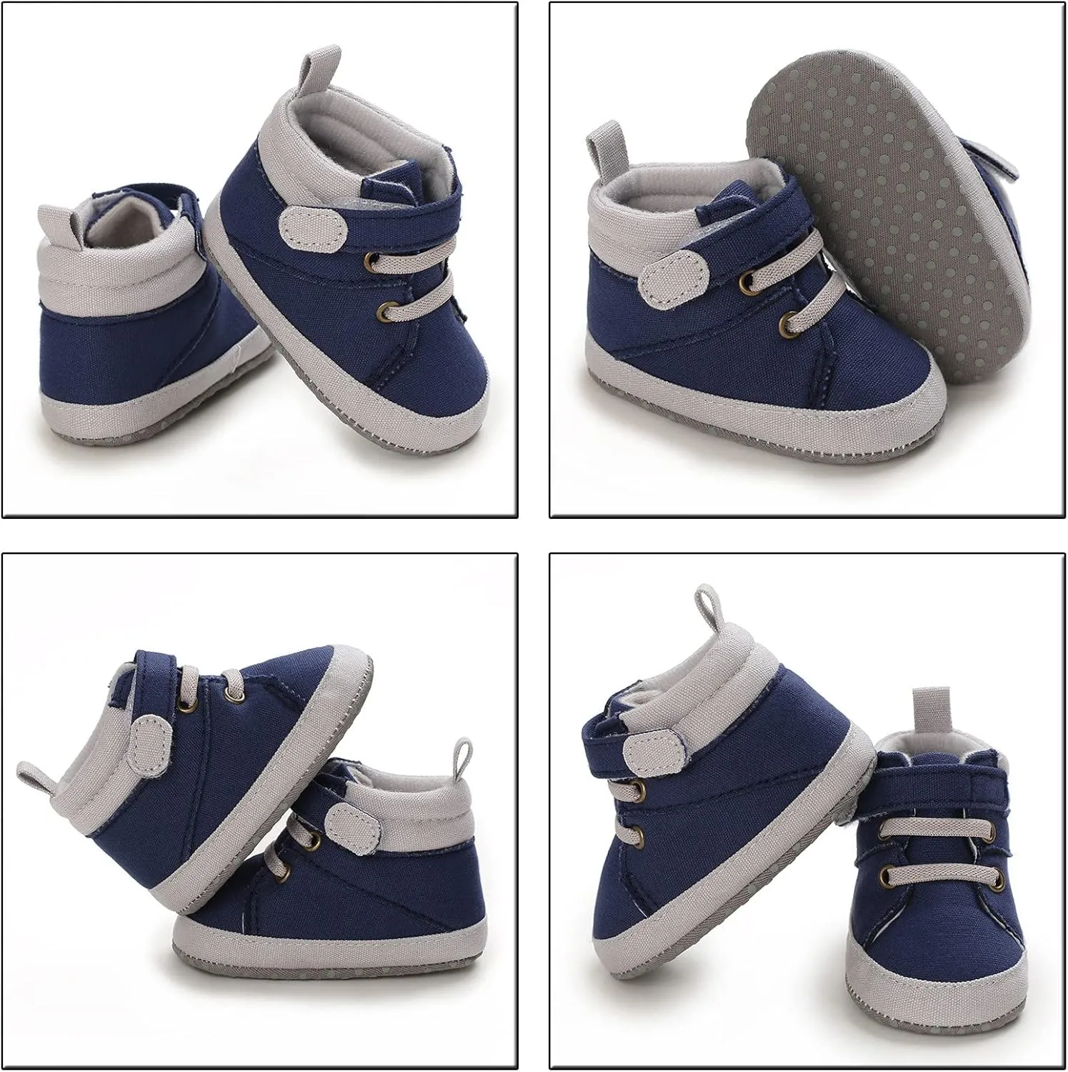 Baby Boys Girls High Top Shoes Soft Soles Non Slip Infant Ankle Shoes Toddler Prewalker First Walking Crib Shoes (Blue, 12)