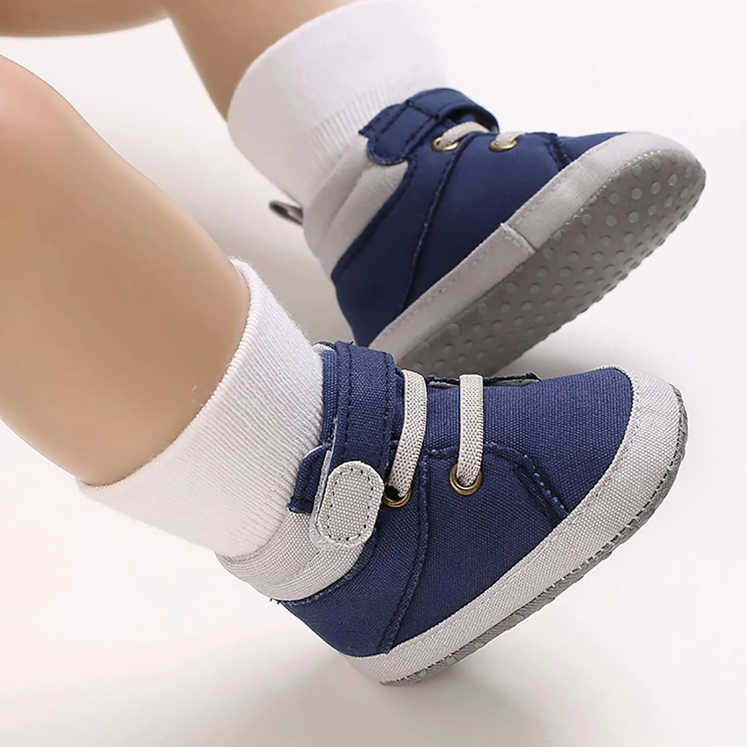 Baby Boys Girls High Top Shoes Soft Soles Non Slip Infant Ankle Shoes Toddler Prewalker First Walking Crib Shoes (Blue, 12)