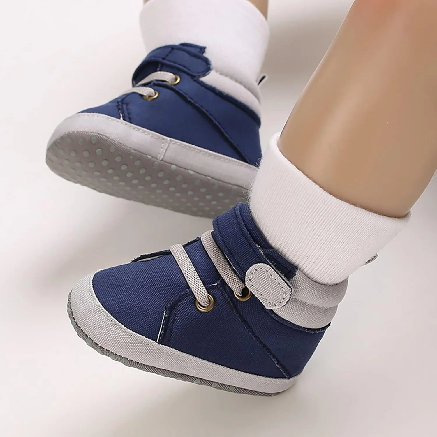 Baby Boys Girls High Top Shoes Soft Soles Non Slip Infant Ankle Shoes Toddler Prewalker First Walking Crib Shoes (Blue, 12)