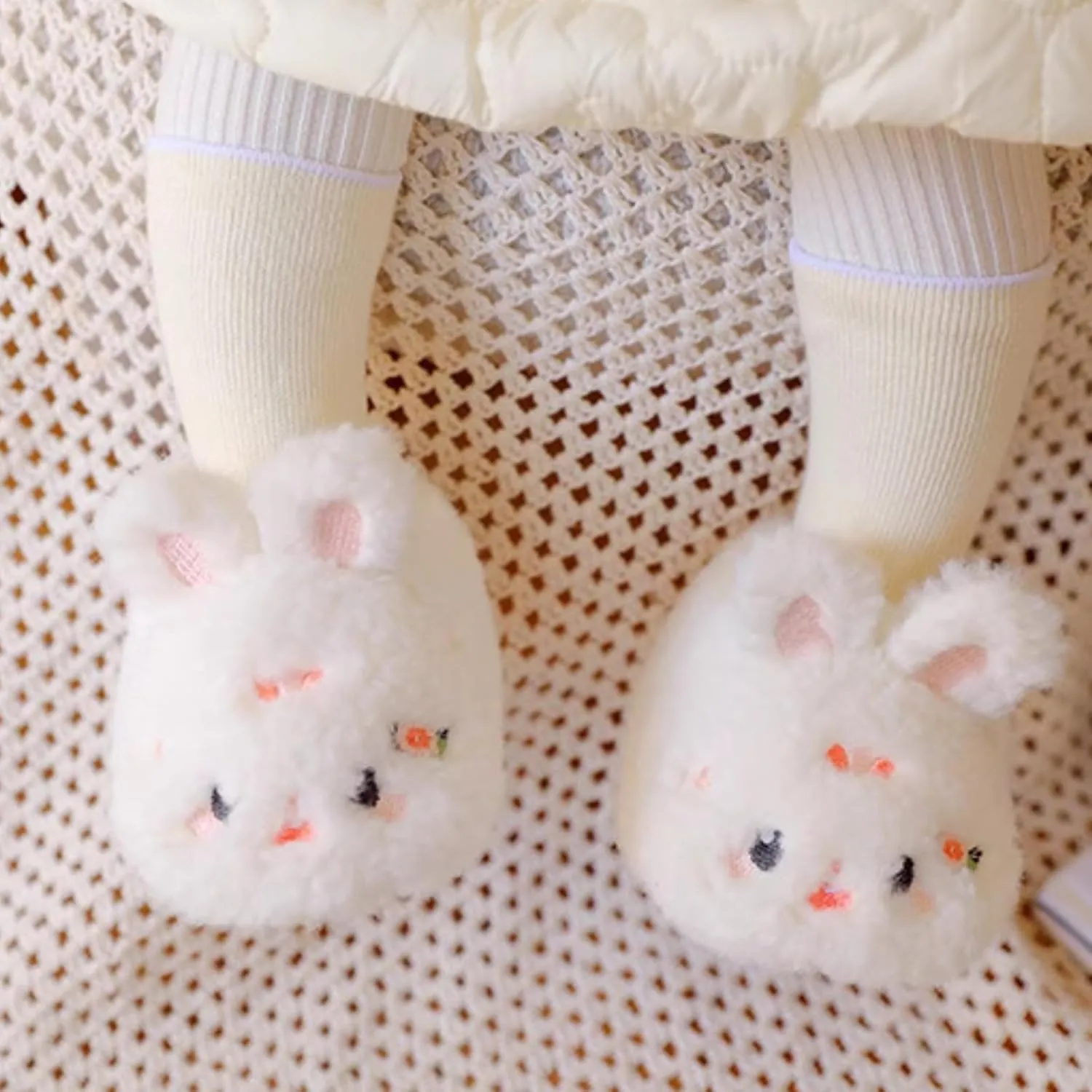 Baby Infant's Cute Panda Rabbit Plush Shoes for Winter, Thick Fleece Soft Sole Non-Slip Socks Booties