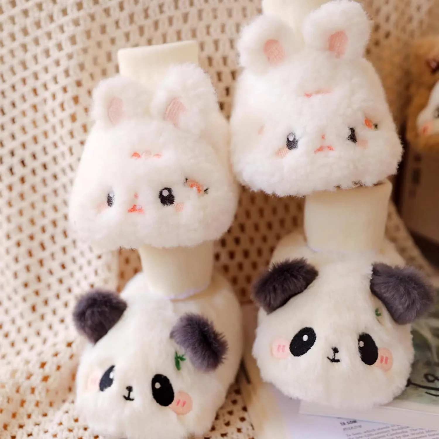 Baby Infant's Cute Panda Rabbit Plush Shoes for Winter, Thick Fleece Soft Sole Non-Slip Socks Booties