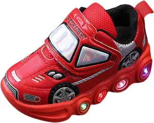 Baby Light Up Shoes Casual Cartoon Car Sneaker Kids Sports Shoes Light Up Shoes for Boys Toddler Girl Tennis Shoes
