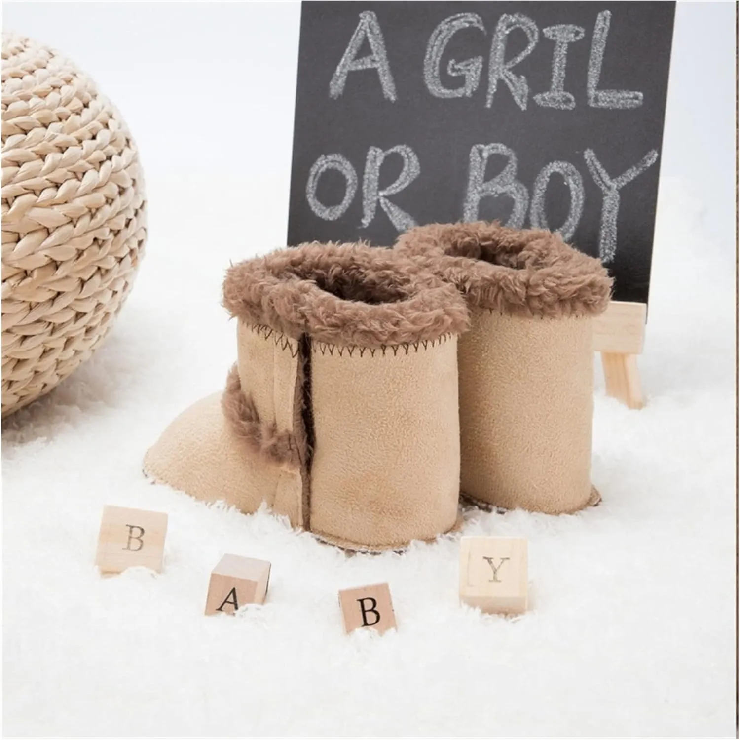 Baby Shoes Baby Girls Boys Winter Warm Plush Boots Newborn Furry Mid-Calf Soft Sole Fluffy Snow Booties Shoes (Color : H, Size : 6-12 Months)