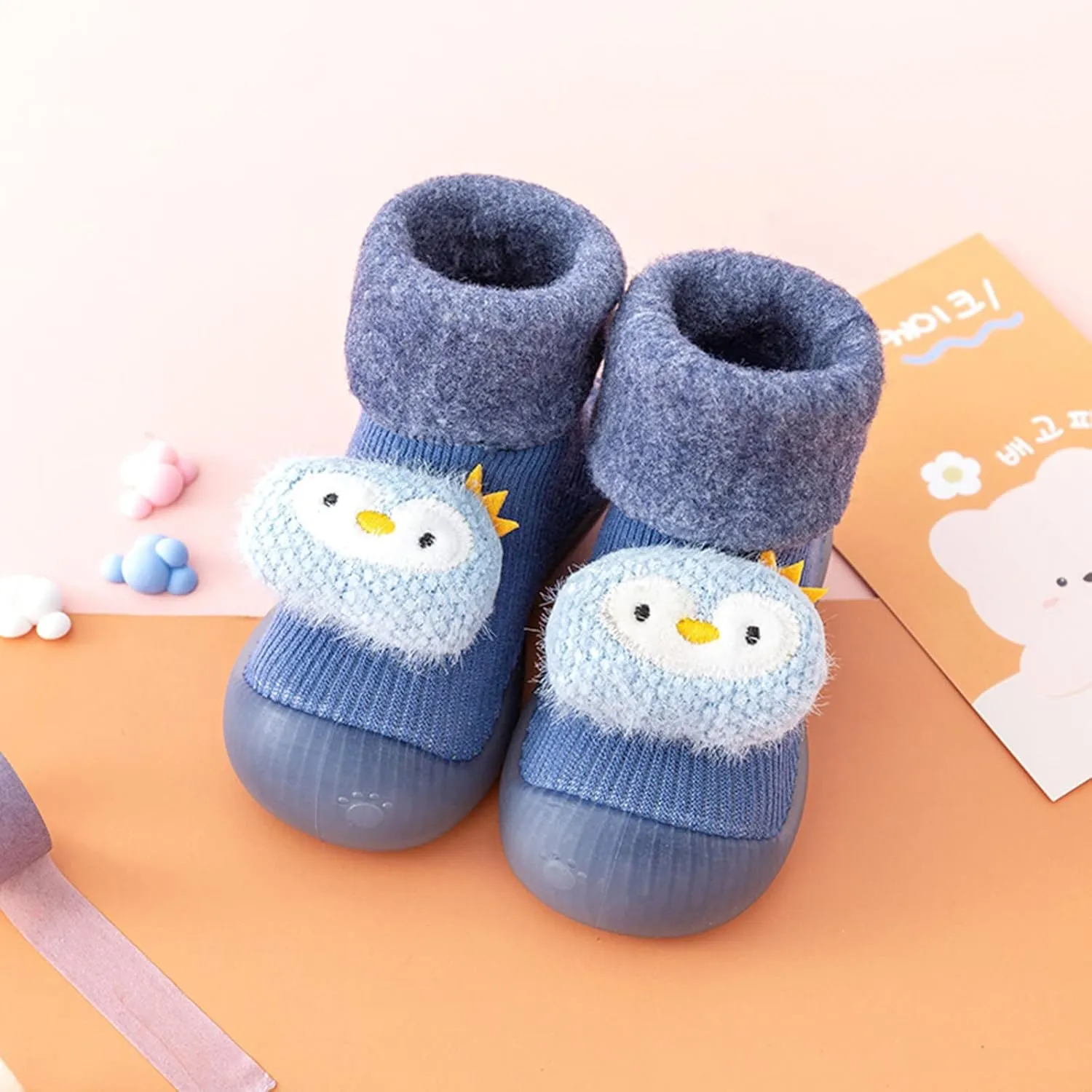 Baby Shoes Warm Winter Cartoon Baby Shoes Baby Soft Sole Shoes Babies First Shoes for Walking (Blue, 1.5-2 Years)