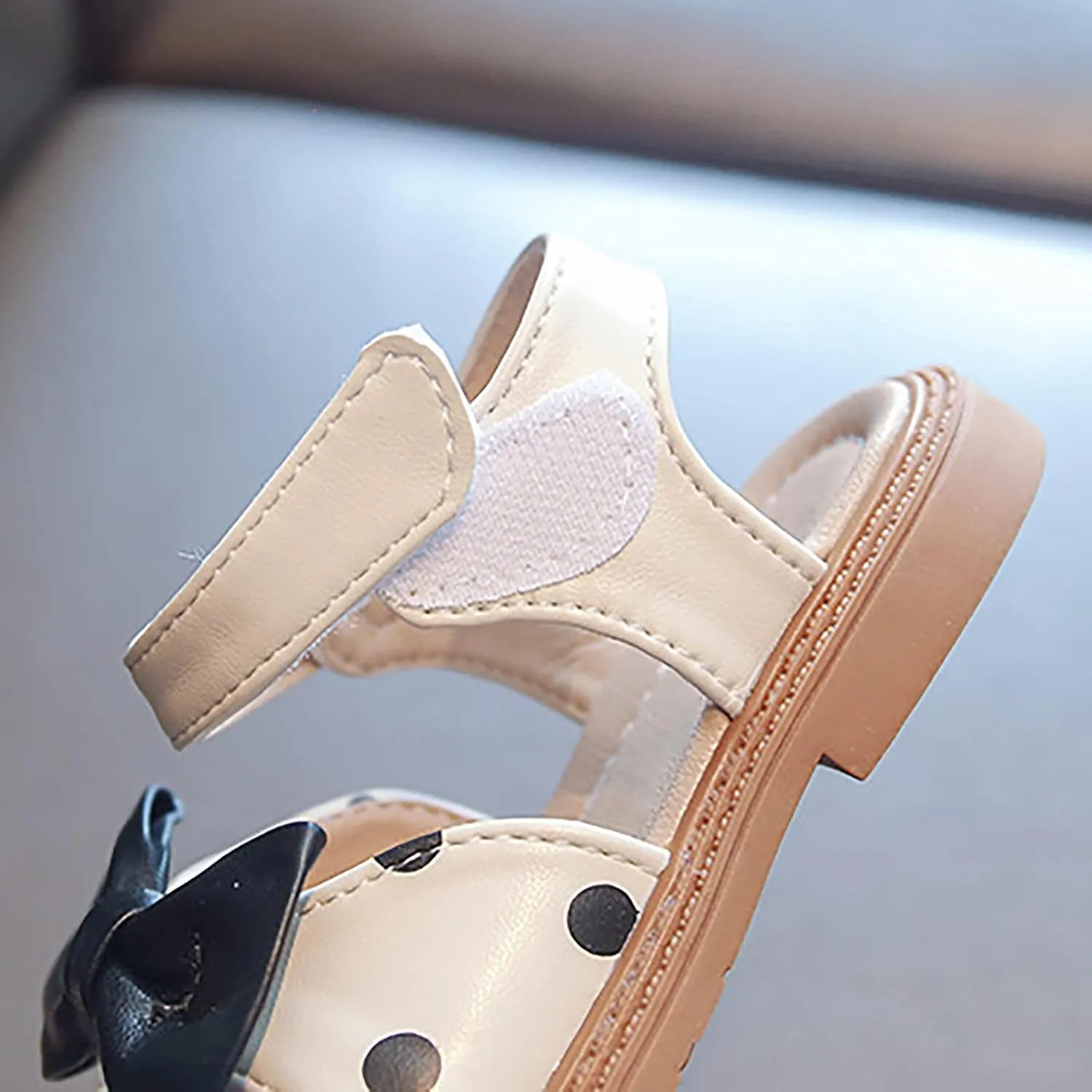 Baby Toddler Kid Girl Casual Hook & Loop Closed-Toe Sandal Bow Rubber Soft Sole Birthday Beach Low Heel Shoes
