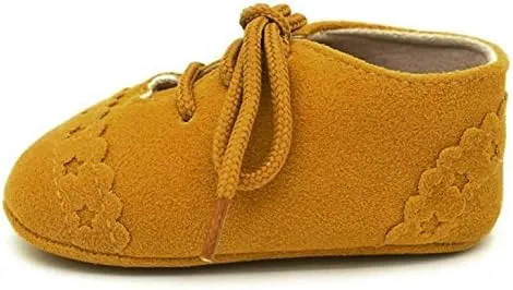 Baby Toddler Shoes Sneaker -Slip Soft Sole Lace Up Shoes Easter Outfit Baby Girl (Yellow, 12)
