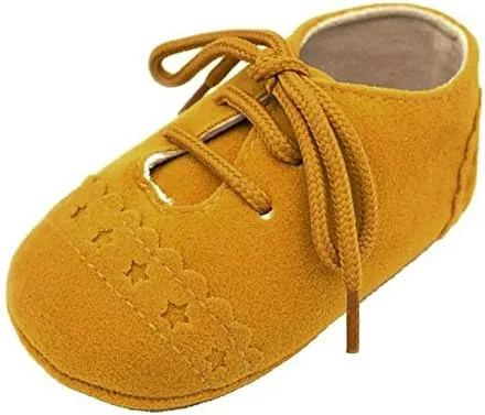 Baby Toddler Shoes Sneaker -Slip Soft Sole Lace Up Shoes Easter Outfit Baby Girl (Yellow, 12)