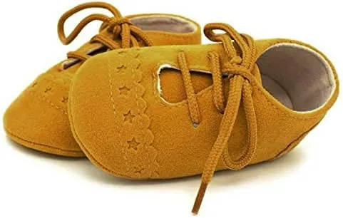 Baby Toddler Shoes Sneaker -Slip Soft Sole Lace Up Shoes Easter Outfit Baby Girl (Yellow, 12)