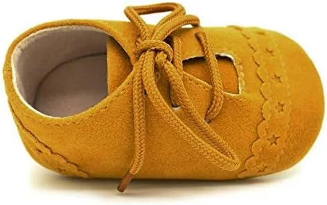 Baby Toddler Shoes Sneaker -Slip Soft Sole Lace Up Shoes Easter Outfit Baby Girl (Yellow, 12)