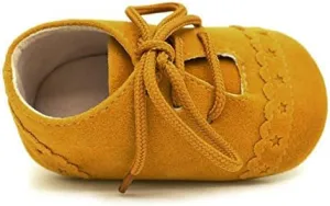 Baby Toddler Shoes Sneaker -Slip Soft Sole Lace Up Shoes Easter Outfit Baby Girl (Yellow, 12)