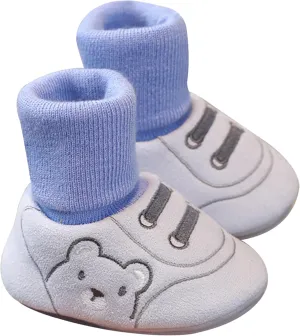 Baby Winter Shoes for Toddlers 0-6 Month, Cute Bear Plush Baby Sock Shoes Non-Slip Unisex Comfortable and Warm Baby Boots Soft Sole Shoes 11cm