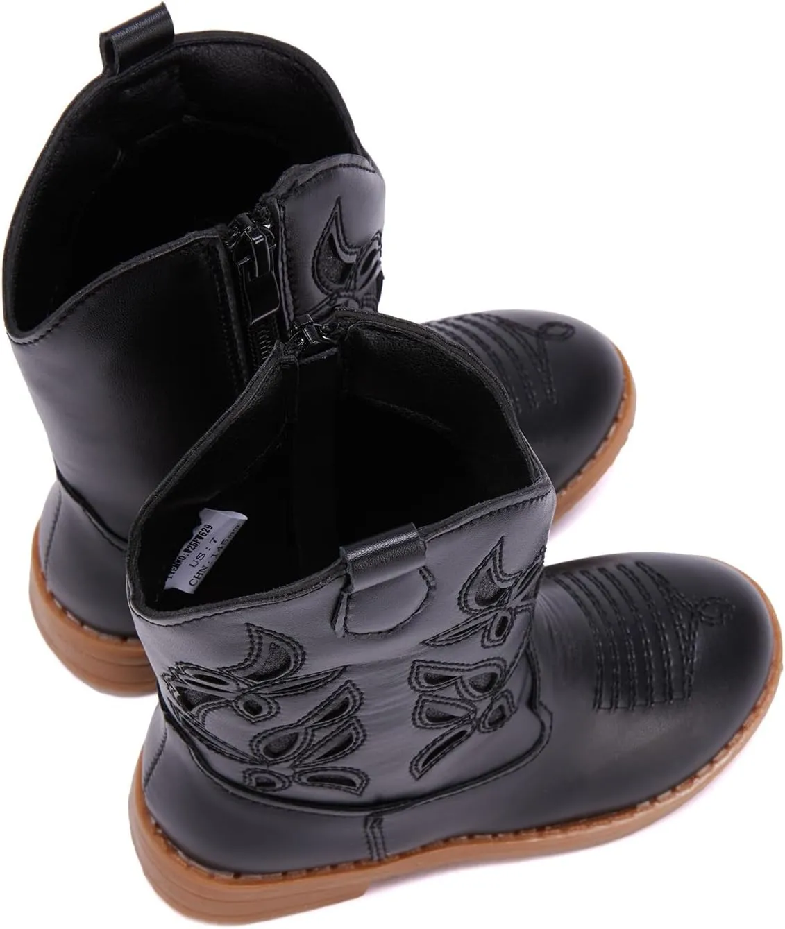 BMCiTYBM Toddler Girls Cowboy Cowgirl Boots Little Kids Pointed Toe Western Boots Mid Calf Side Zipper Riding Shoes for All Seasons (Toddler/Little Kid)