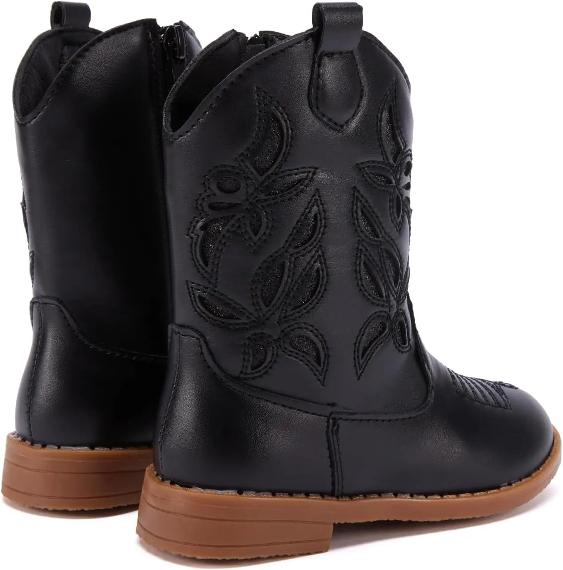 BMCiTYBM Toddler Girls Cowboy Cowgirl Boots Little Kids Pointed Toe Western Boots Mid Calf Side Zipper Riding Shoes for All Seasons (Toddler/Little Kid)