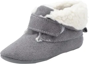 Boots for Infant Toddler Shoes Soft Sole Winter Solid Color Non Slip Warm Plus Velvet Toddler Shoes (Grey, 12-18 Months)