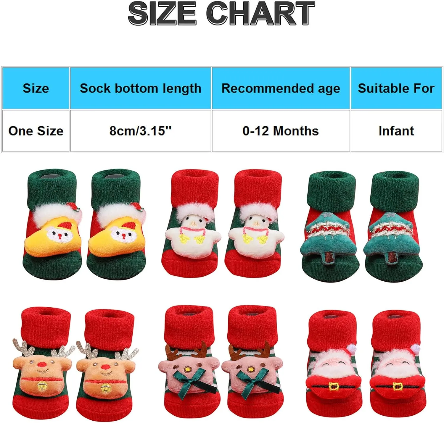 Christmas Baby Socks Toddler Boys Girls Children's Socks Soft Sole Non Slip Toddler Shoes No Slippery (D, One Size)