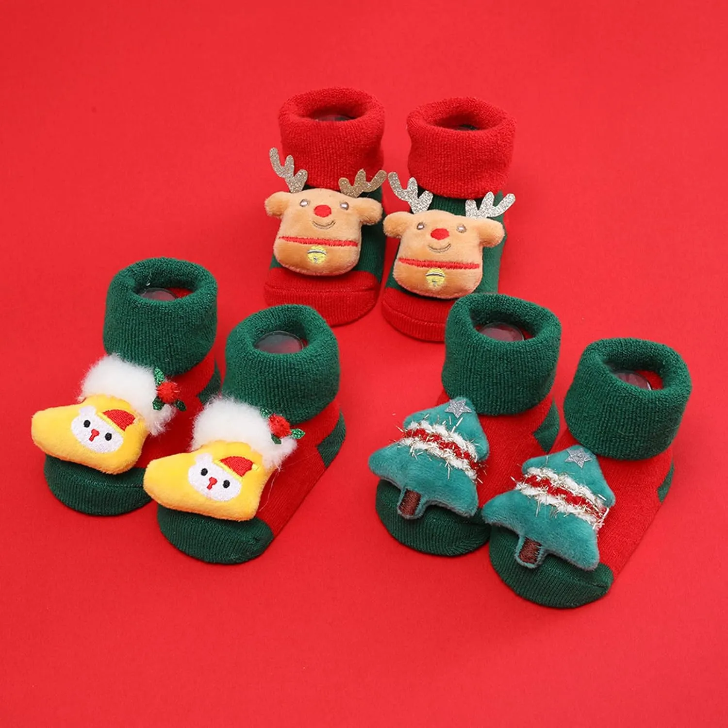 Christmas Baby Socks Toddler Boys Girls Children's Socks Soft Sole Non Slip Toddler Shoes No Slippery (D, One Size)
