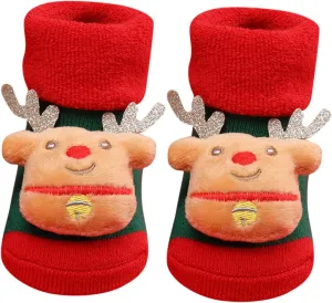 Christmas Baby Socks Toddler Boys Girls Children's Socks Soft Sole Non Slip Toddler Shoes No Slippery (D, One Size)