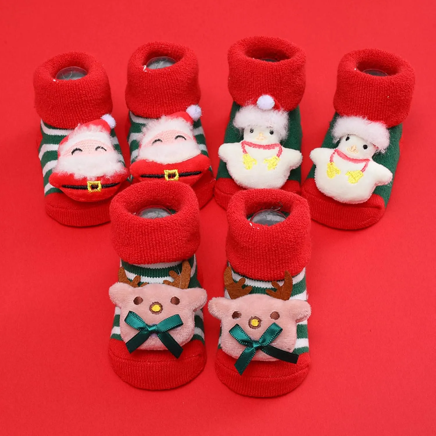 Christmas Baby Socks Toddler Boys Girls Children's Socks Soft Sole Non Slip Toddler Shoes No Slippery (D, One Size)