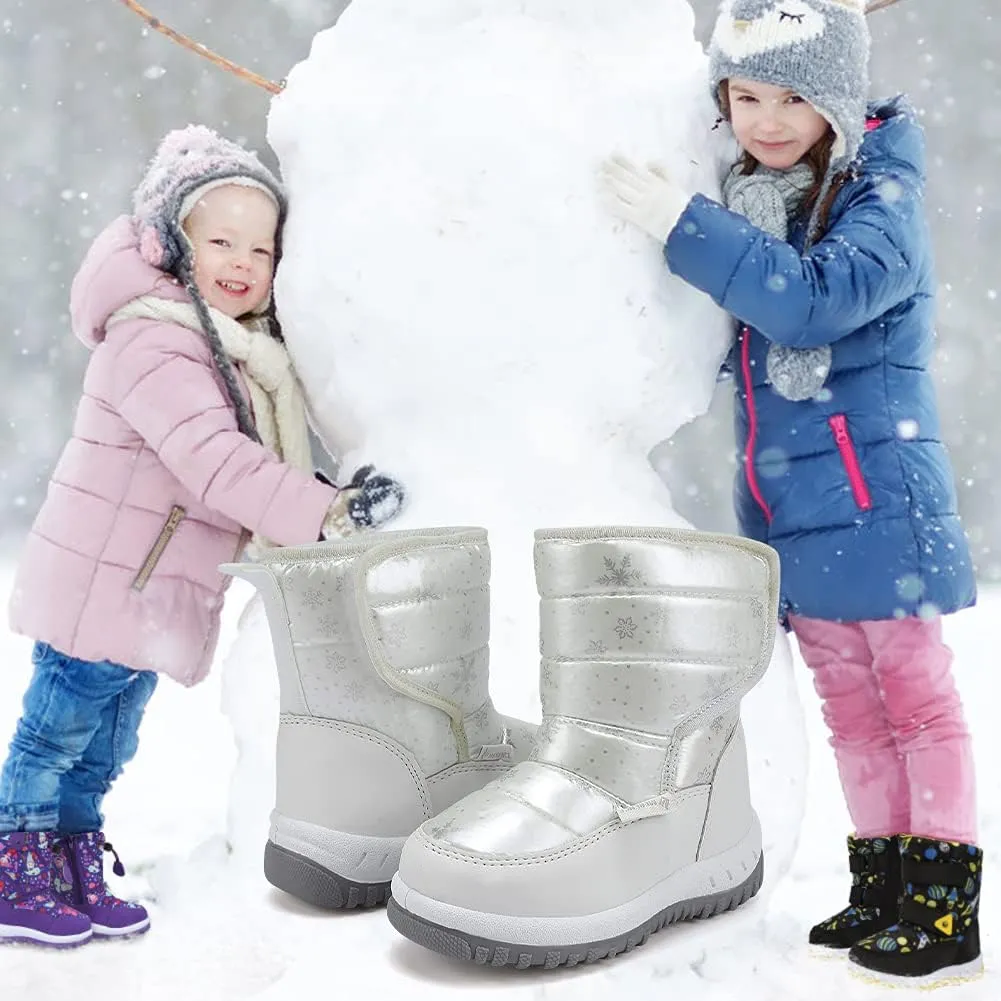 CIOR Winter Snow Boots for Boy and Girl Outdoor Waterproof with Fur Lined(Toddler/Little Kids)