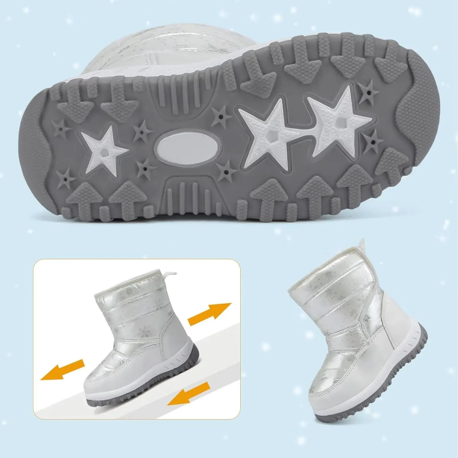 CIOR Winter Snow Boots for Boy and Girl Outdoor Waterproof with Fur Lined(Toddler/Little Kids)