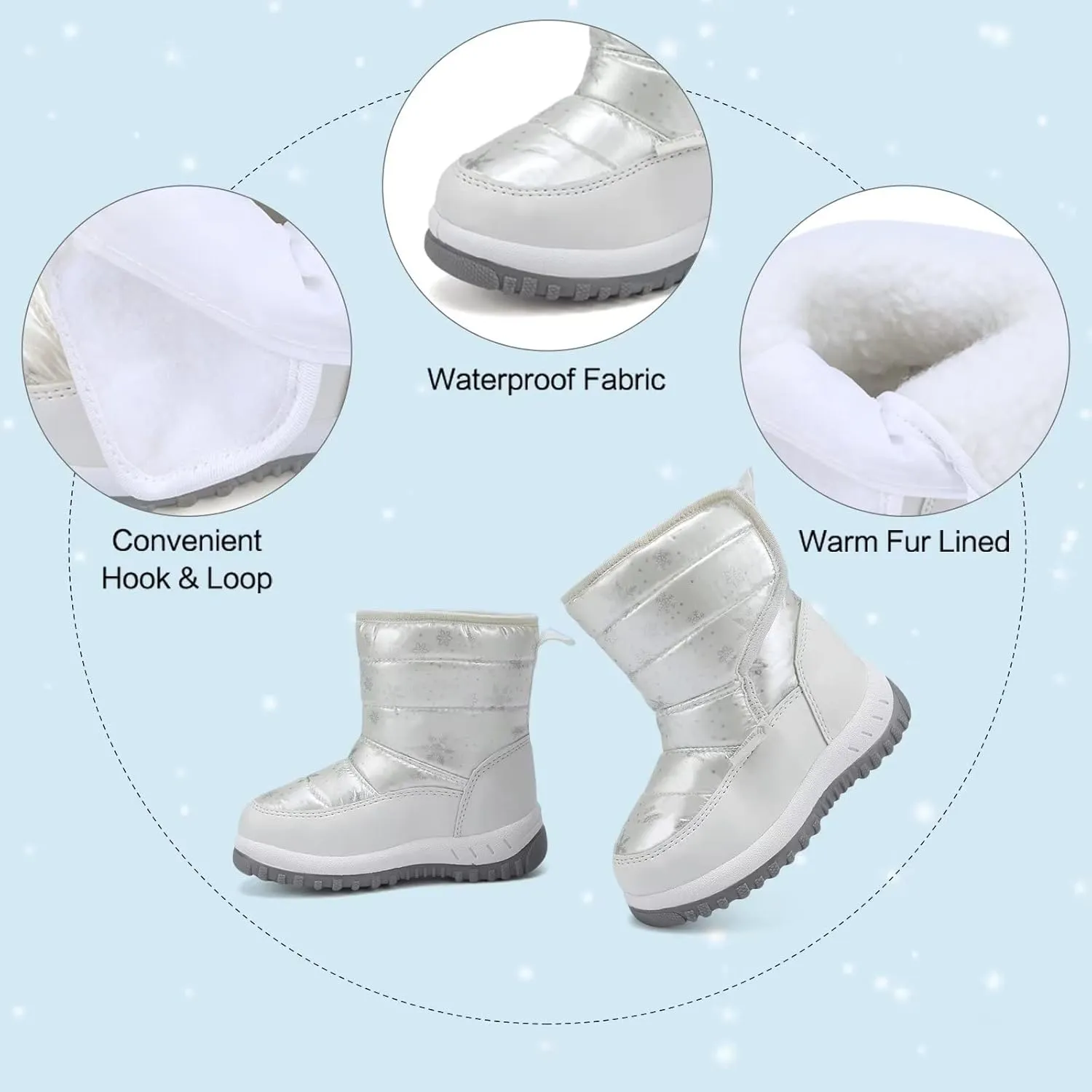 CIOR Winter Snow Boots for Boy and Girl Outdoor Waterproof with Fur Lined(Toddler/Little Kids)