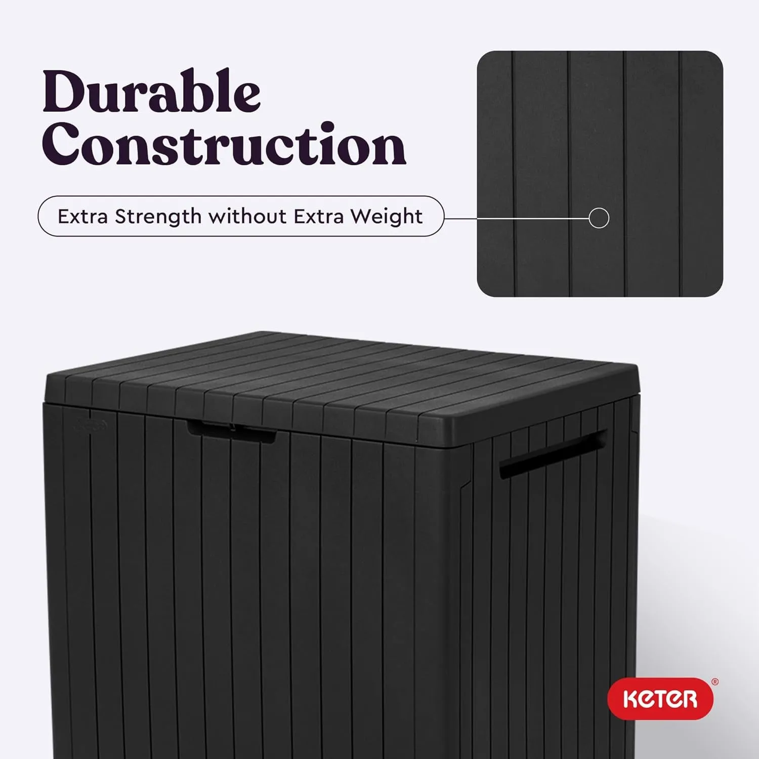 City 30 Gallon Resin Outdoor Storage Box and Patio Furniture Side Table for Pool and Garden Accessories, Dark Grey