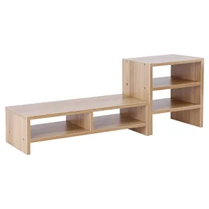Computer Monitor Riser, Multifunctional Computer Laptop Monitor Riser TV Stand Desktop Stands Wooden Storage Organizer   3-Layer Shelf (Light Walnut)