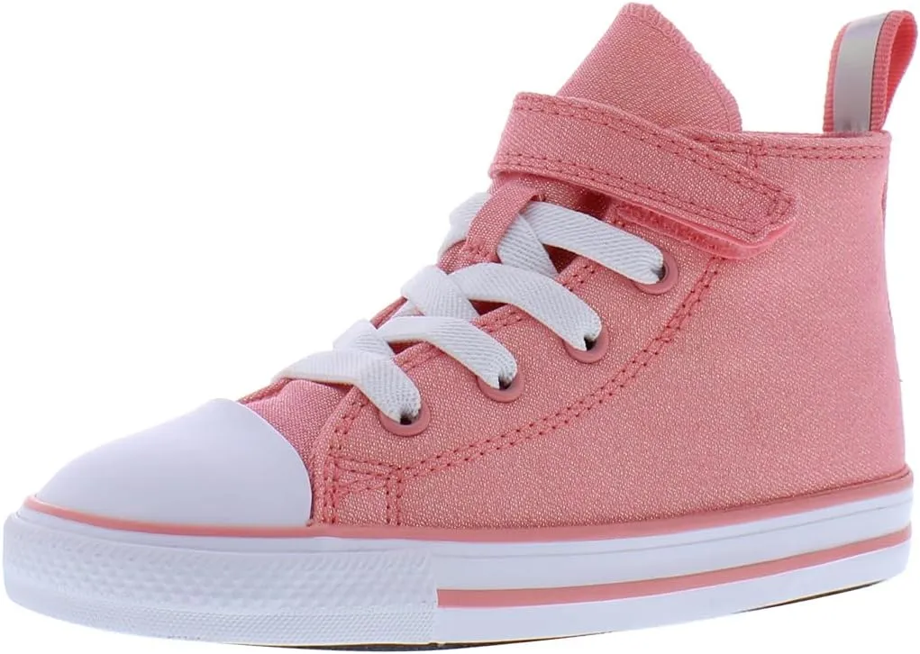 Converse Chuck Taylor All Star 1v Hi Shimmer Infant/Toddler Shoes Size 5, Color: Lawn Flamingo/White/White