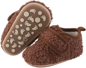 COSANKIM Baby Booties Baby Girl Shoes Winter Warm Fur Lining Non-Slip Lace Up Newborn Boots Infant Toddler First Walker Crib Shoes