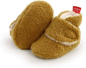 COSANKIM Baby Booties Newborn Boys Girls Fleece Boots Non Slip Grippers Stay On Slipper Socks Infant First Walker Winter Warm Crib Shoes