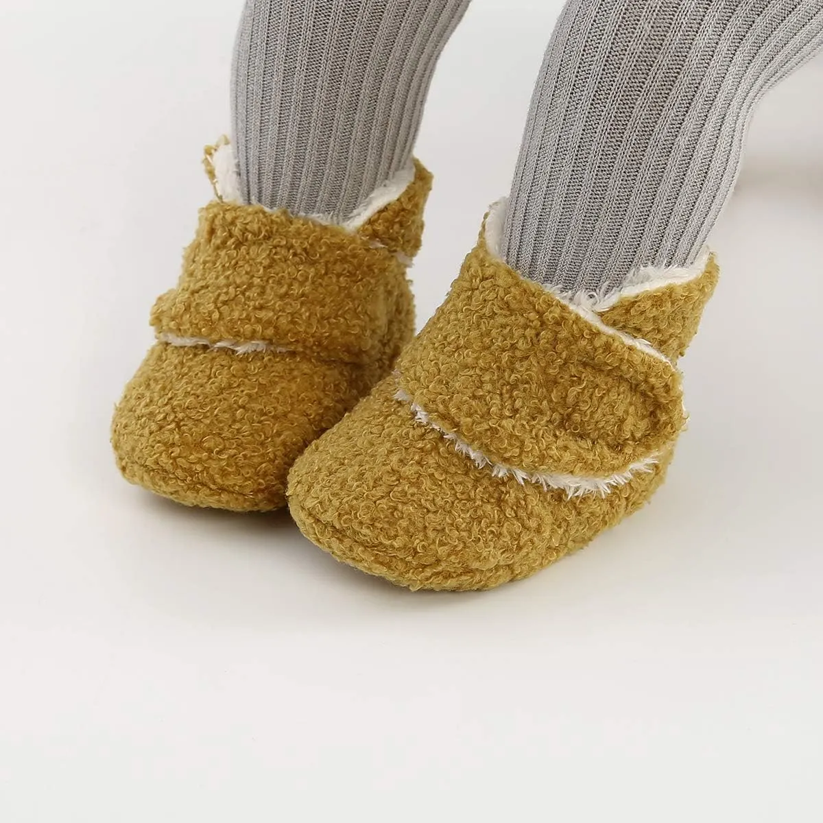 COSANKIM Baby Booties Newborn Boys Girls Fleece Boots Non Slip Grippers Stay On Slipper Socks Infant First Walker Winter Warm Crib Shoes