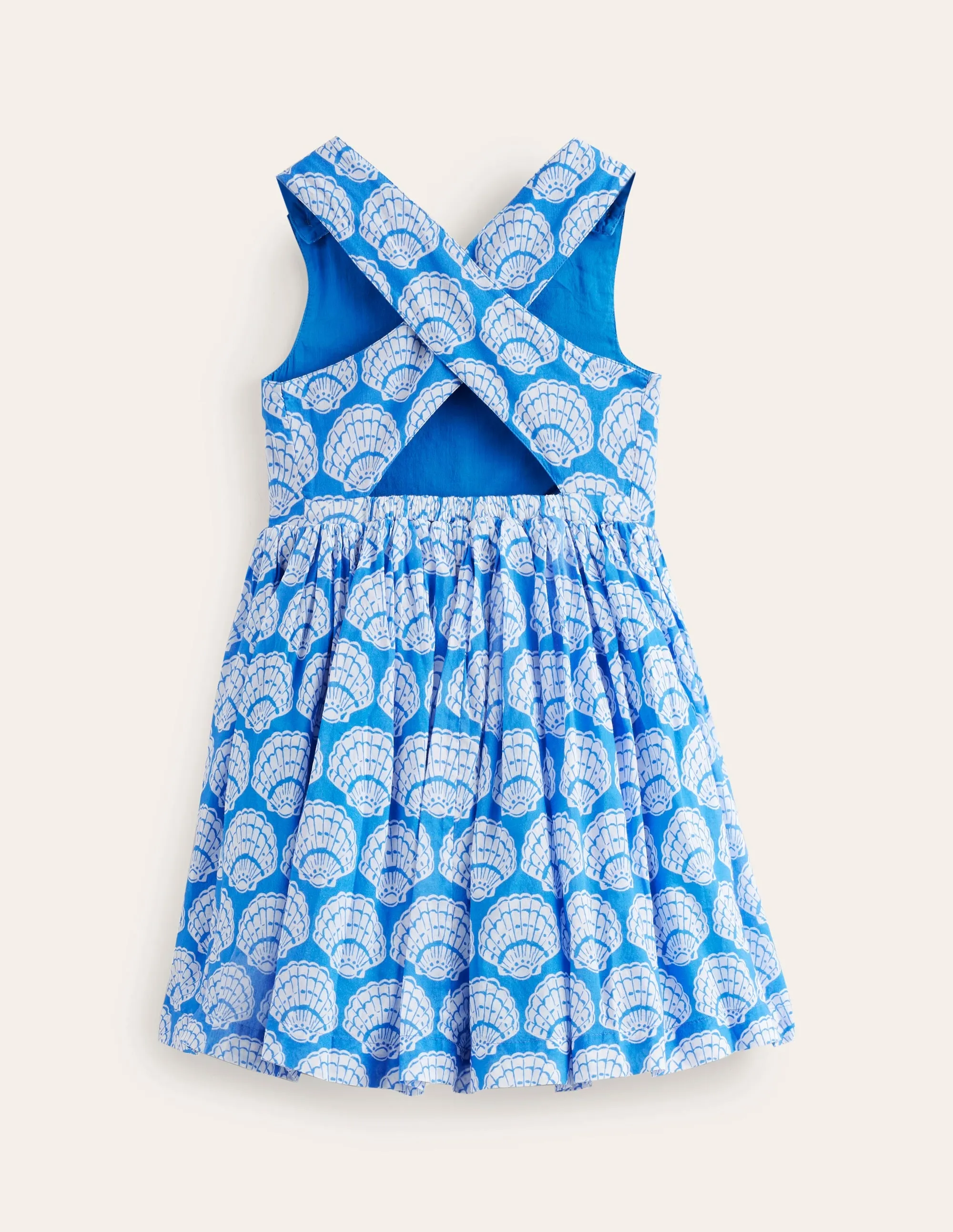 Cross-Back Dress-Blue Seashells
