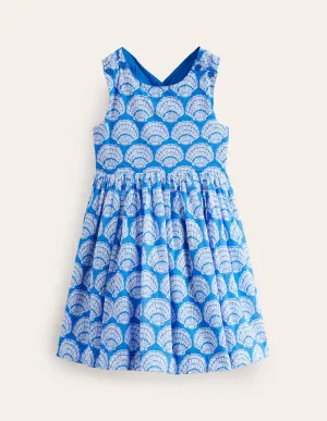 Cross-Back Dress-Blue Seashells