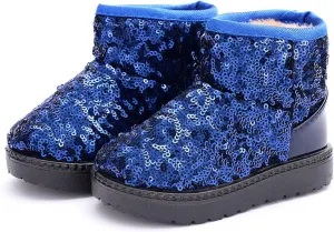 DADAWEN Boy's Girl's Warm Winter Sequin Waterpoof Outdoor Snow Boots