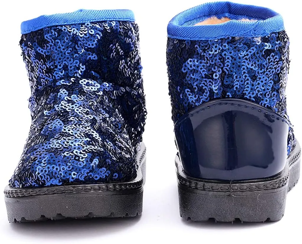 DADAWEN Boy's Girl's Warm Winter Sequin Waterpoof Outdoor Snow Boots
