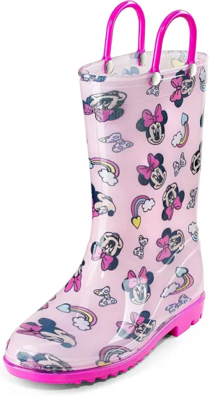 Disney Minnie Mouse Girls' Waterproof PVC Rain Boots with Easy-On Handles  Toddler & Little Kid Sizes