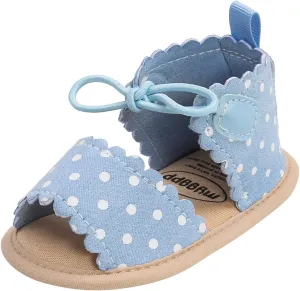 Dots Lace-ups Flat Walking Rubber Sandals Soft Sole Shoes Non-Slip Baby Girls Baby Shoes Little Girls Slides
