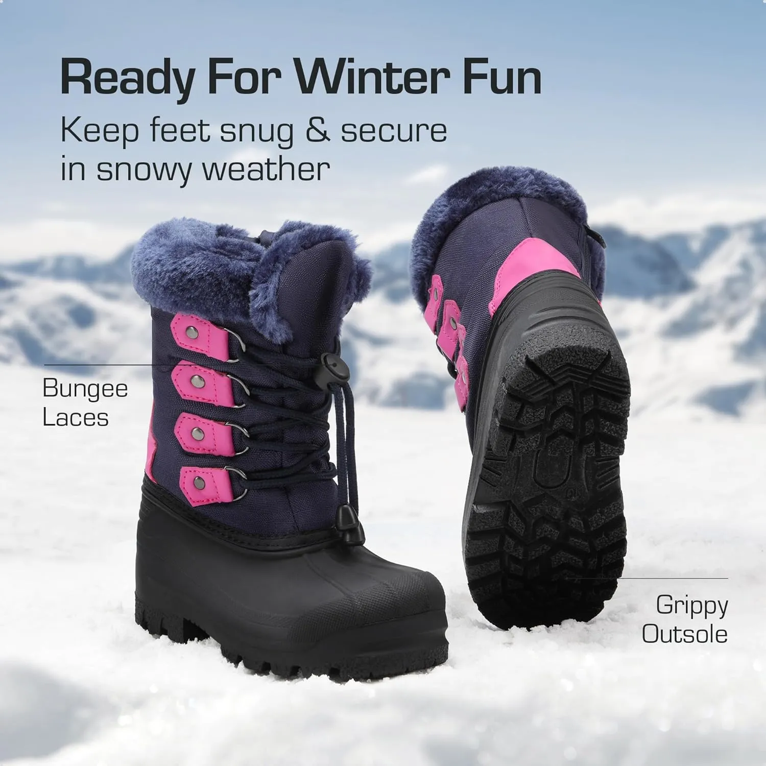 DREAM PAIRS Boys & Girls Waterproof Winter Snow Boots for Little Kid/Big Kid