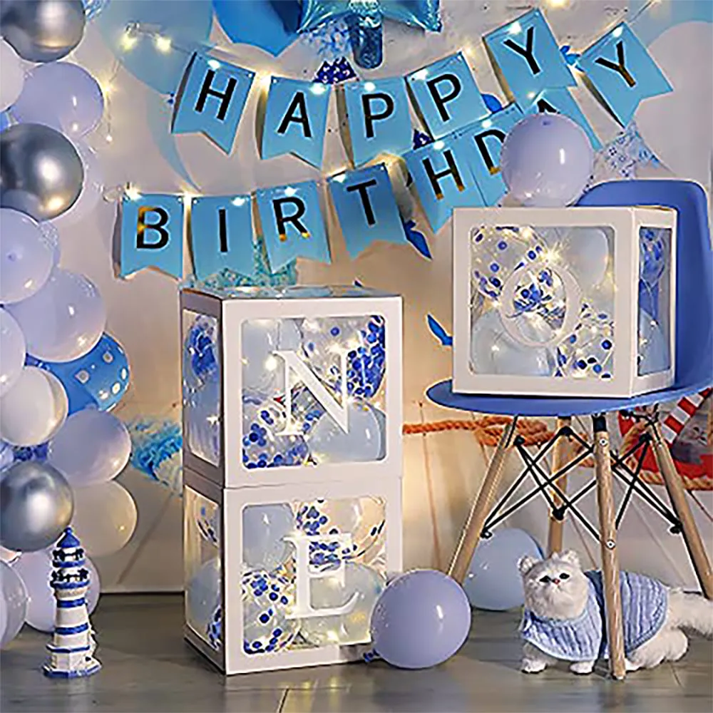 Durable "ONE" Clear Balloon Gift Boxes 3PCS for Party