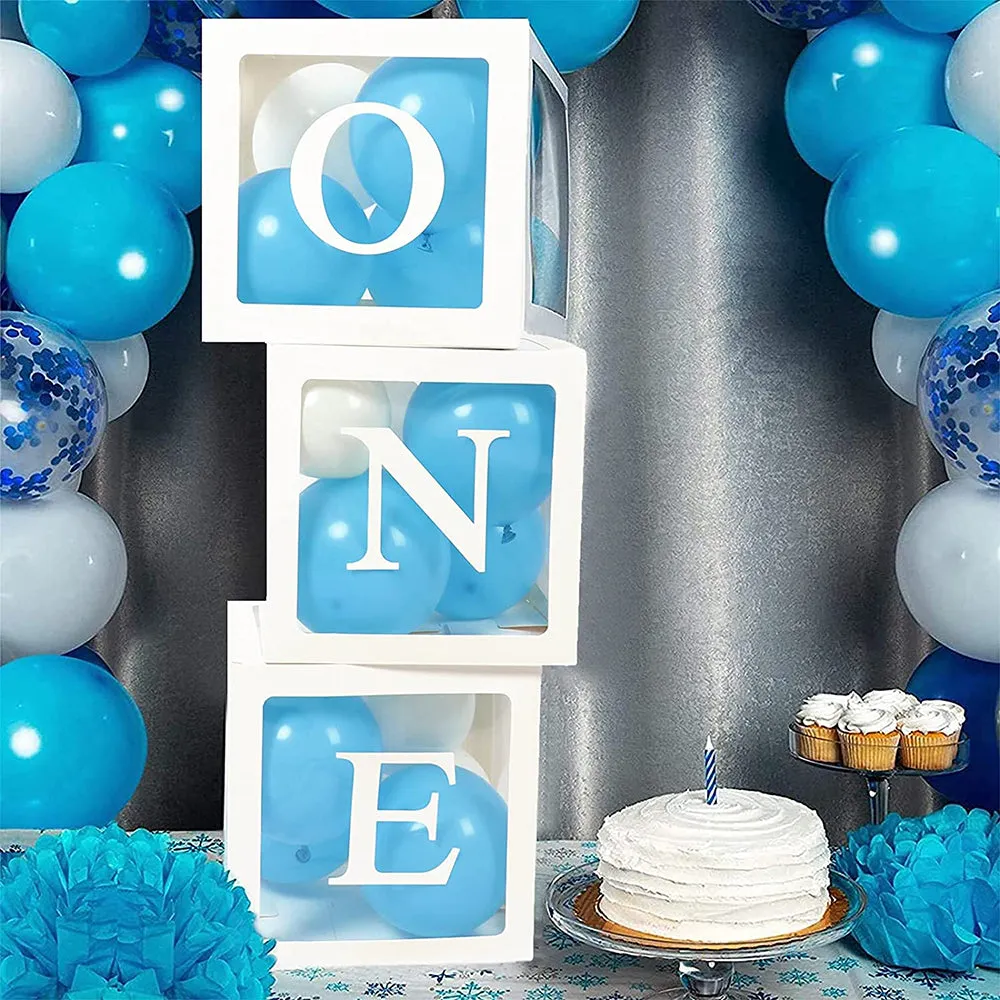 Durable "ONE" Clear Balloon Gift Boxes 3PCS for Party