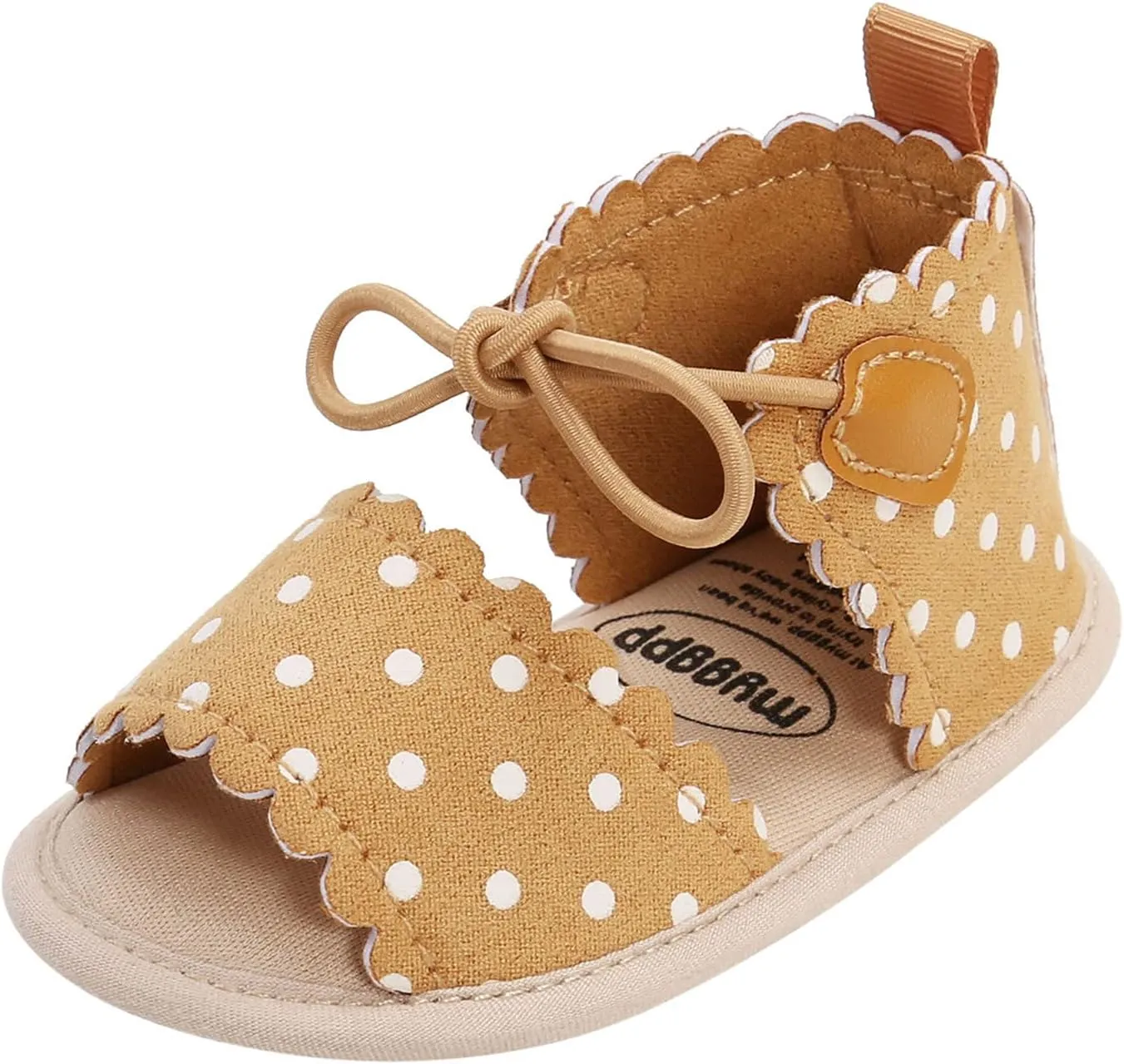 EnJoCho Cute Dots Lace-ups Flat Walking Rubber Sandals Soft Sole Shoes Non-Slip Baby Girls Baby Lightwight Shoes (Yellow, 13-18M)