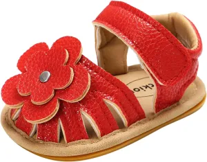 EnJoCho Cute Sandals Soft Baby Flower Girls Non-Slip Flat Rubber Sole Shoes Walking Boys Baby Lightwight Shoes (Red, 2Hmm)