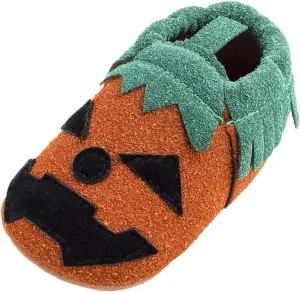 EnJoCho Infant Babys Girls Boys Halloween Pumpkins Shoes Toddler Shoes Baby Shoes Soft Rubber Sole for 0-18 (Yellow, 6 Months)