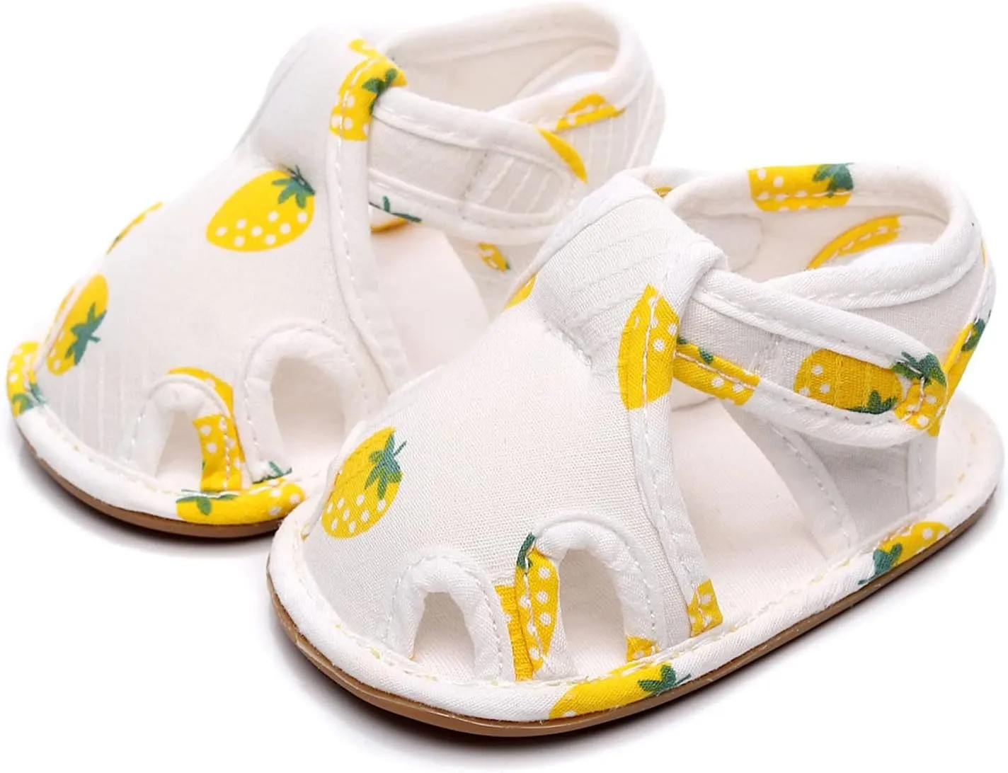 EnJoCho Kids Casual Shoes Infant Toddler Shoes Soft Sole Non Slip Toddler Floor Shoes Fruit Strawberry Print Sandals (Yellow, 15Months)